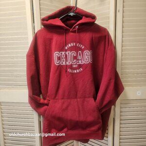 Champion Burgundy 2XL XXL Pullover Hoodie Windy City CHICAGO 50/50 Blend
